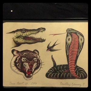 original Bradley Kinney tattoo flash sheet